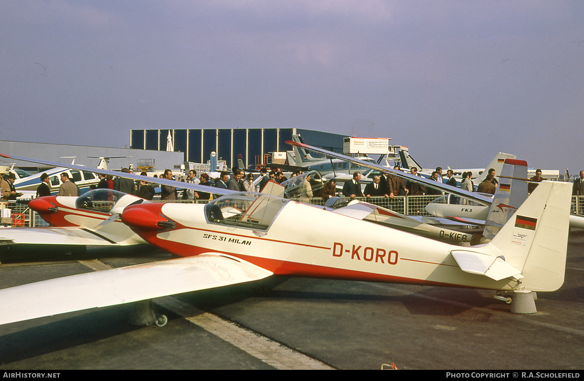 Aircraft Photo of D-KORO | Sportavia-Pützer SFS-31 Milan | Sportavia-Putzer | AirHistory.net #137529