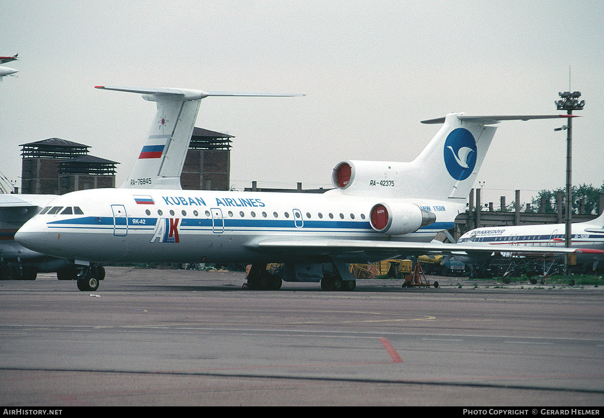 Aircraft Photo of RA-42375 | Yakovlev Yak-42D | Kuban Airlines - ALK | AirHistory.net #137865