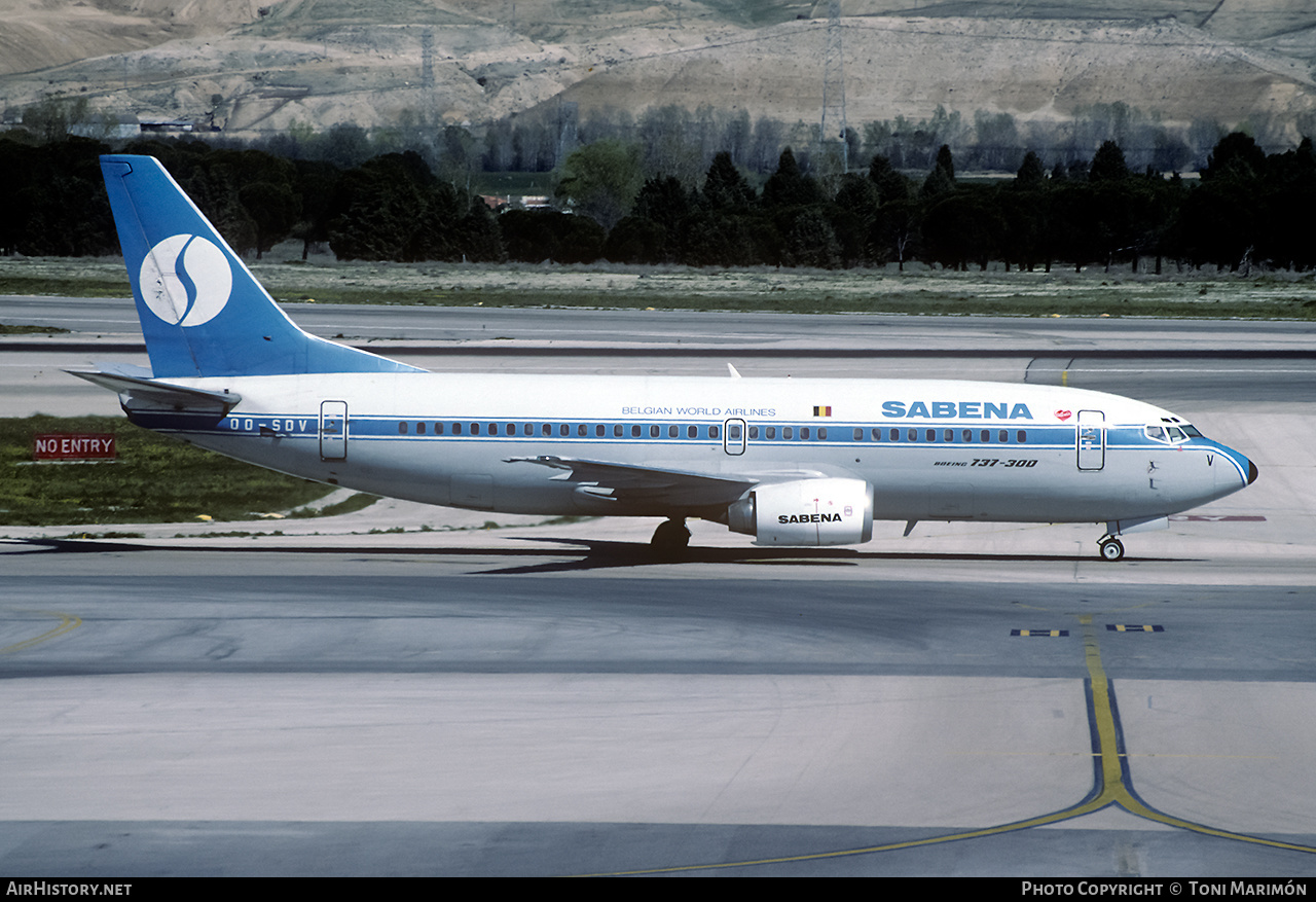 Aircraft Photo of OO-SDV | Boeing 737-329 | Sabena | AirHistory.net #138282