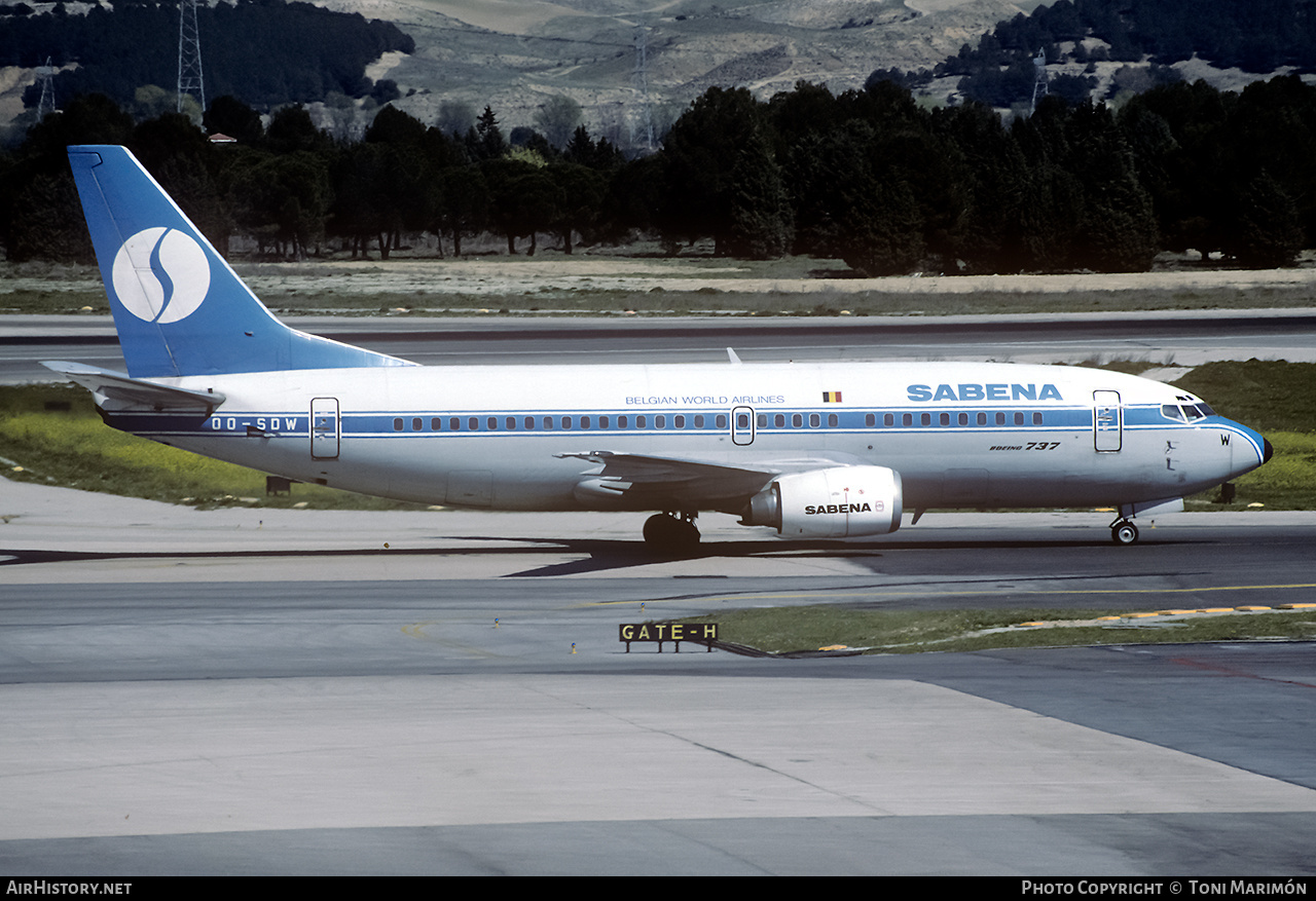 Aircraft Photo of OO-SDW | Boeing 737-329 | Sabena | AirHistory.net #138311