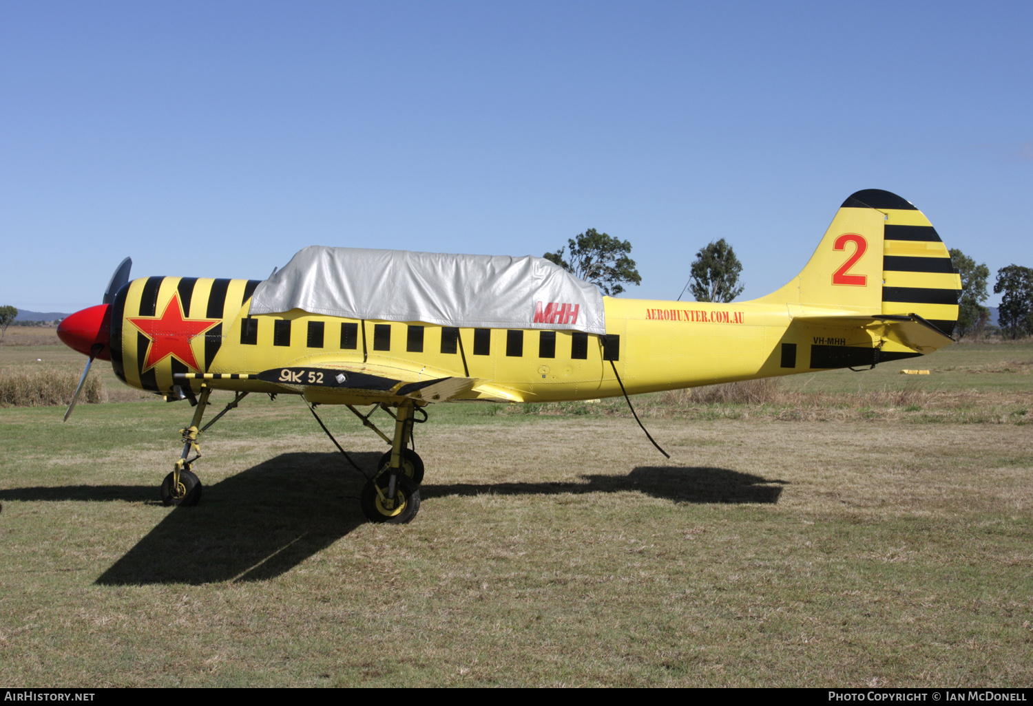 Aircraft Photo of VH-MHH | Yakovlev Yak-52 | Aerohunter Adventure Flights | AirHistory.net #139559