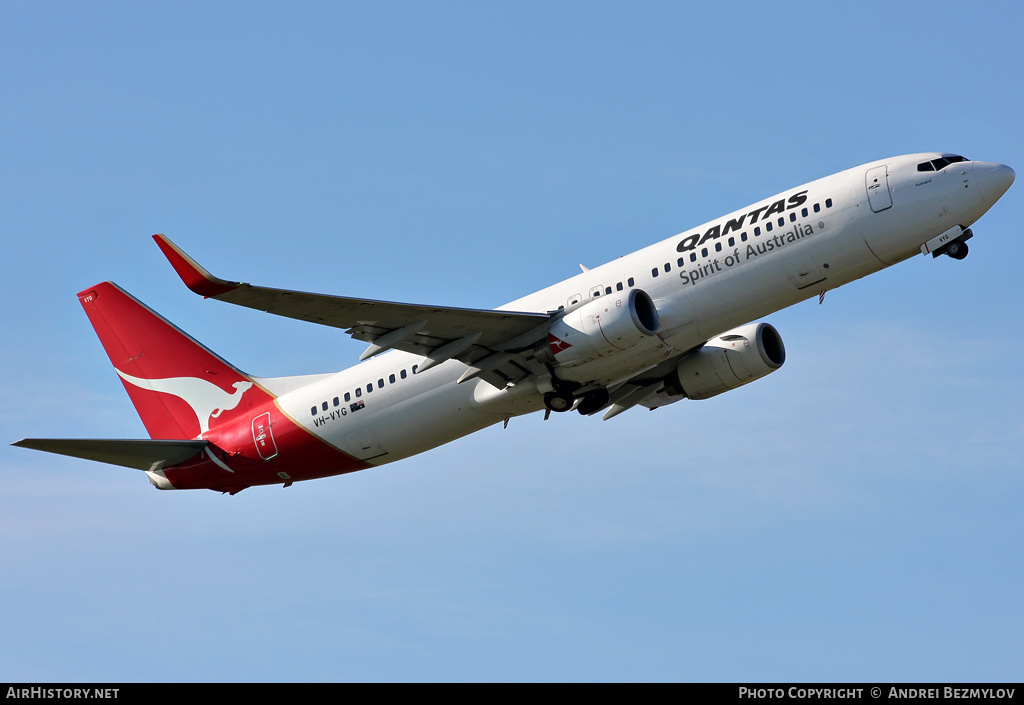 Aircraft Photo of VH-VYG | Boeing 737-838 | Qantas | AirHistory.net #140917