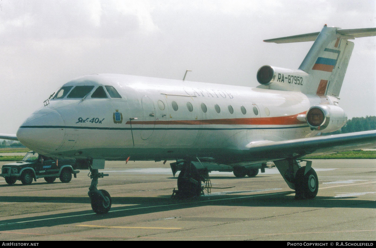 Aircraft Photo of RA-87952 | Yakovlev Yak-40K | Sar Avia - Saratov Airlines | AirHistory.net #141687