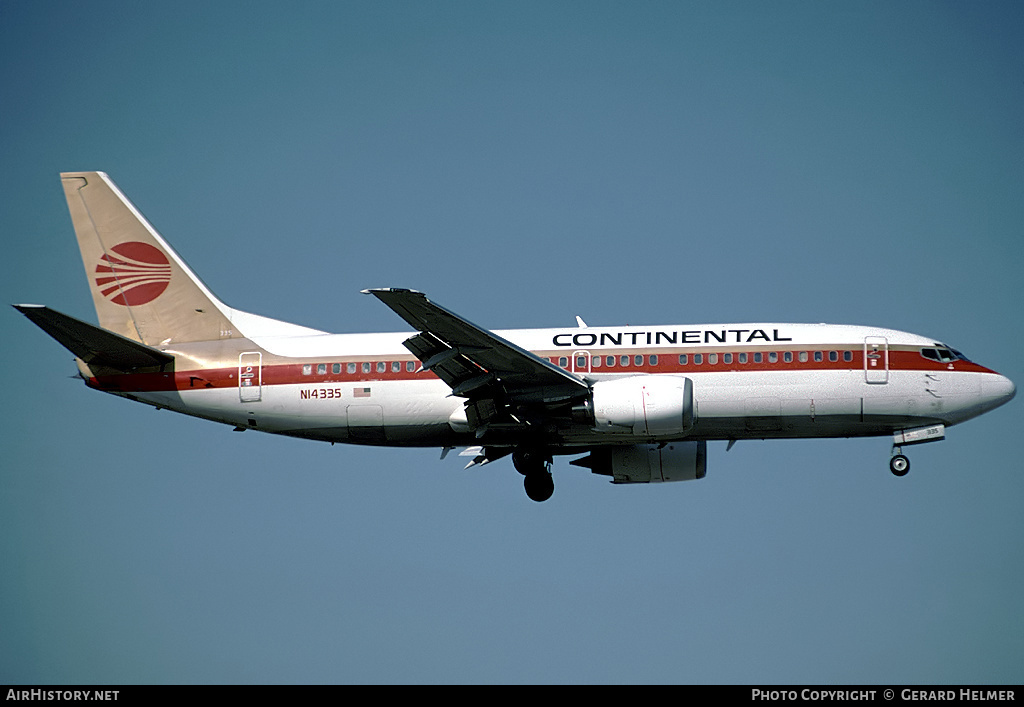 Aircraft Photo of N14335 | Boeing 737-3T0 | Continental Airlines | AirHistory.net #142013