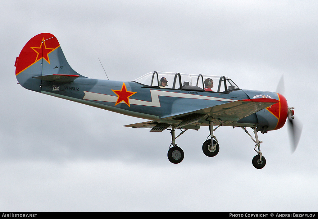 Aircraft Photo of VH-RUZ | Yakovlev Yak-52 | Soviet Union - Air Force | AirHistory.net #142097