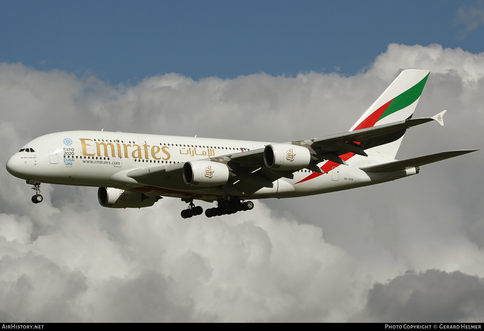 Aircraft Photo of A6-EOA | Airbus A380-861 | Emirates | AirHistory.net #142179