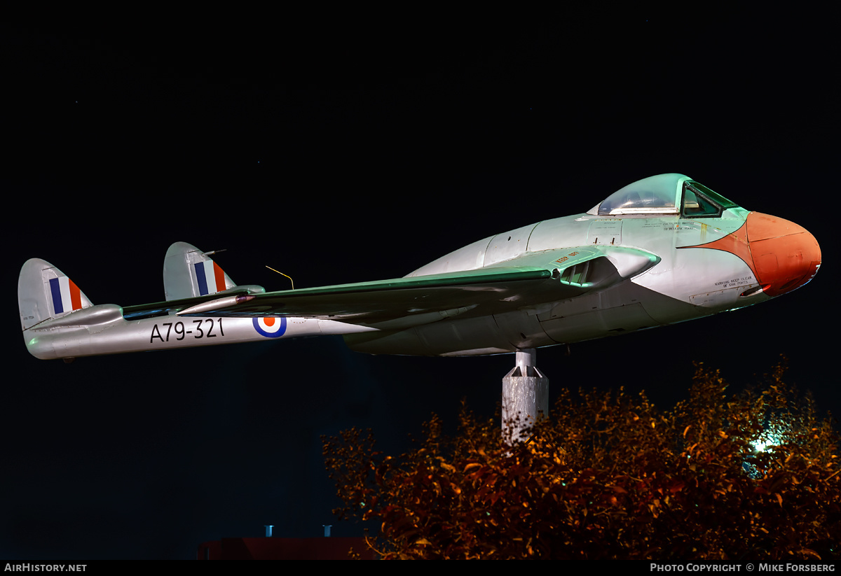 Aircraft Photo of A79-321 | De Havilland D.H. 100 Vampire FB52 | Australia - Air Force | AirHistory.net #142735