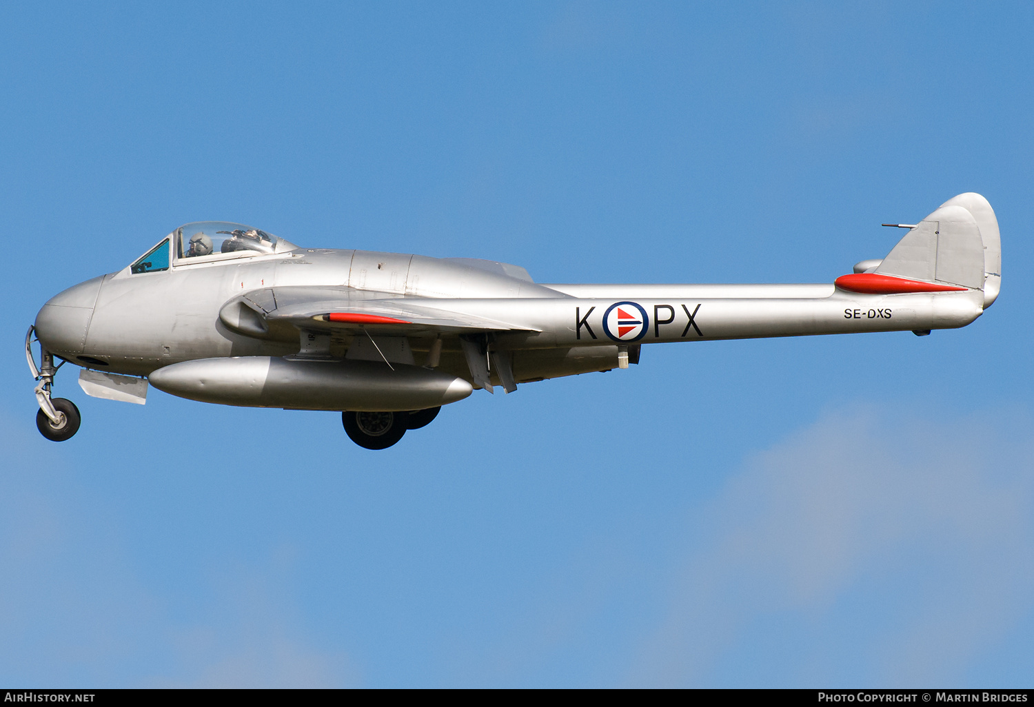 Aircraft Photo of SE-DXS | De Havilland D.H. 100 Vampire FB6 | Norway - Air Force | AirHistory.net #143999