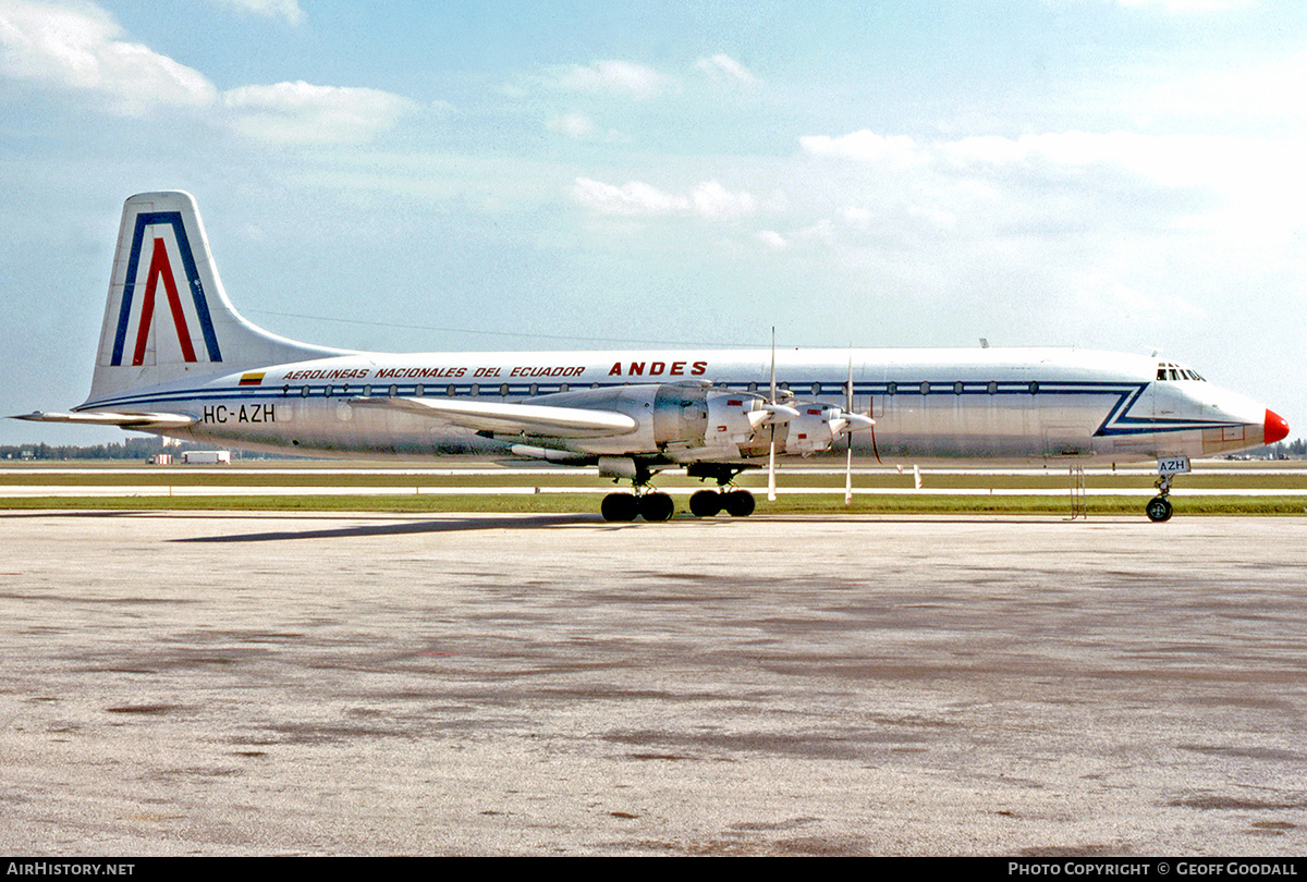 Aircraft Photo of HC-AZH | Canadair CL-44-6 Yukon | Andes Airlines | AirHistory.net #146590