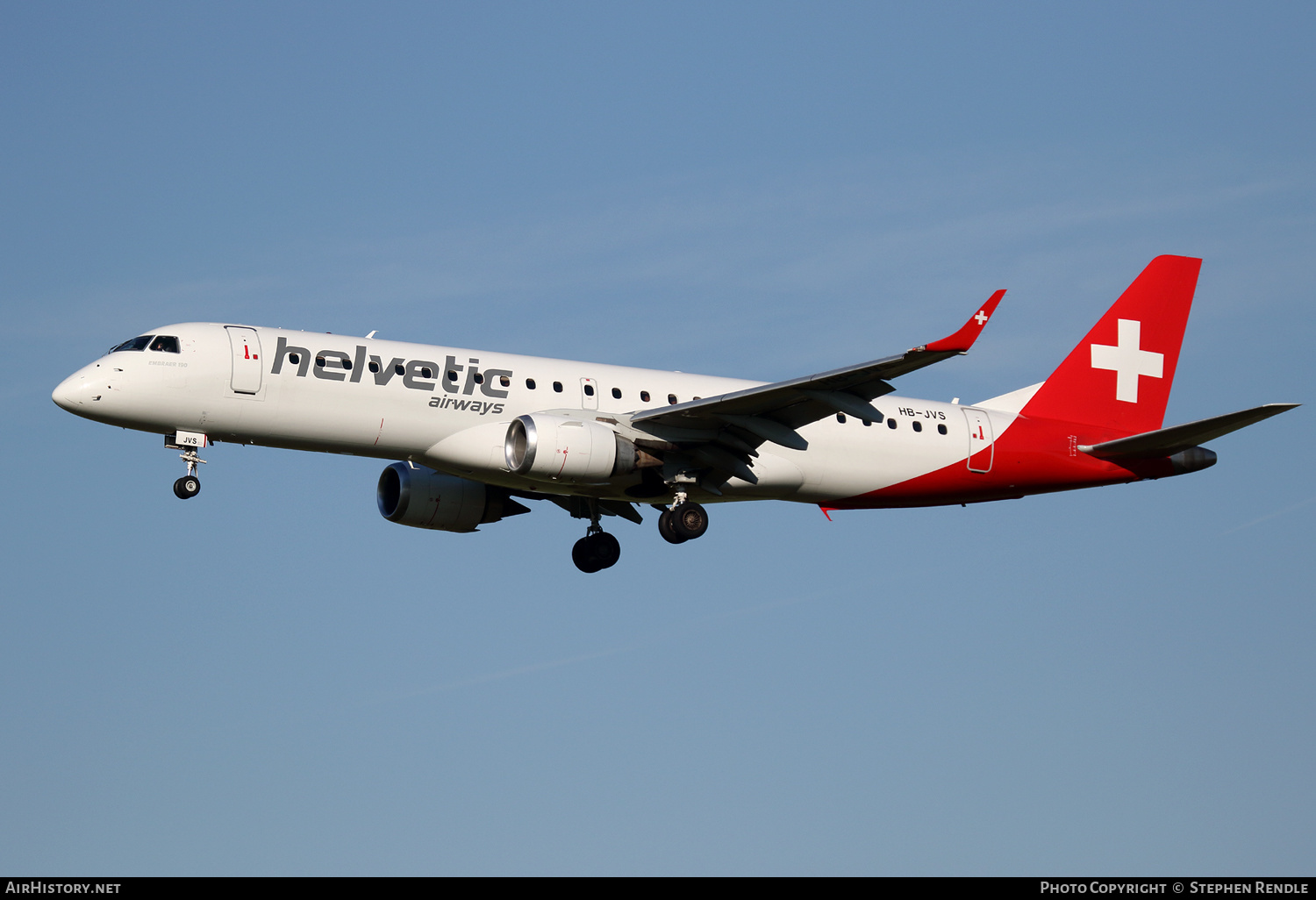 Aircraft Photo of HB-JVS | Embraer 190LR (ERJ-190-100LR) | Helvetic Airways | AirHistory.net #146974