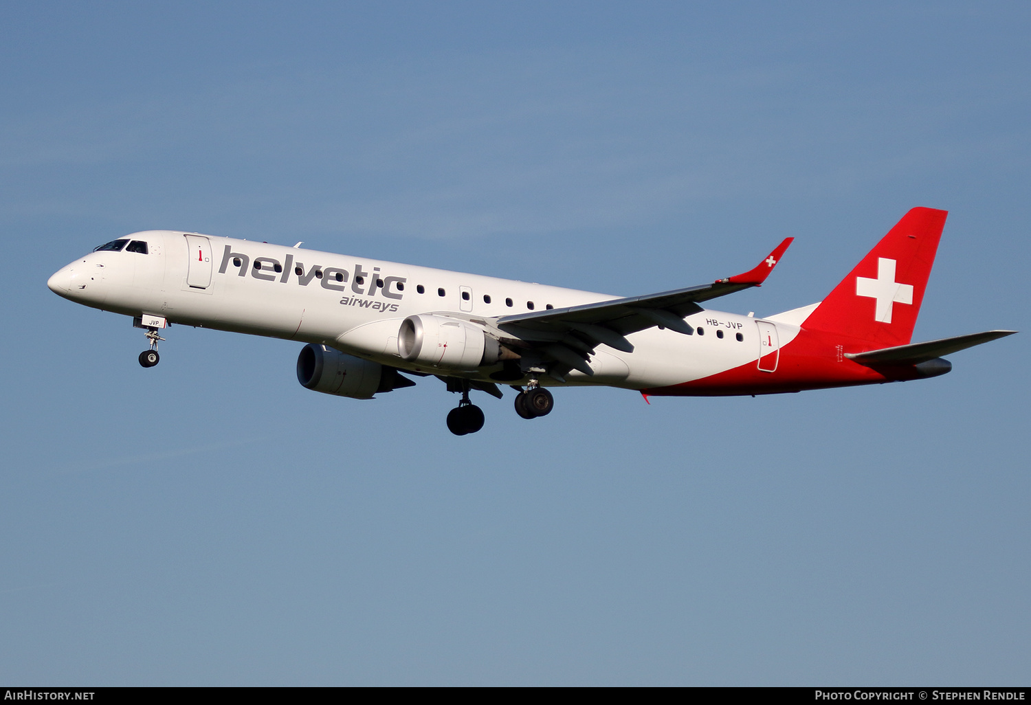 Aircraft Photo of HB-JVP | Embraer 190LR (ERJ-190-100LR) | Helvetic Airways | AirHistory.net #146976