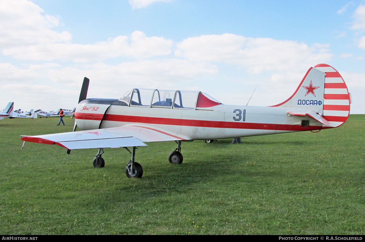 Aircraft Photo of G-YAKV / 31 blue | Yakovlev Yak-52 | Soviet Union - DOSAAF | AirHistory.net #147644