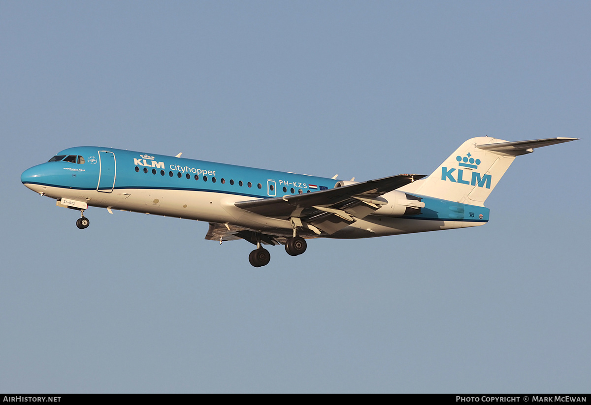 Aircraft Photo of PH-KZS | Fokker 70 (F28-0070) | KLM Cityhopper | AirHistory.net #149744