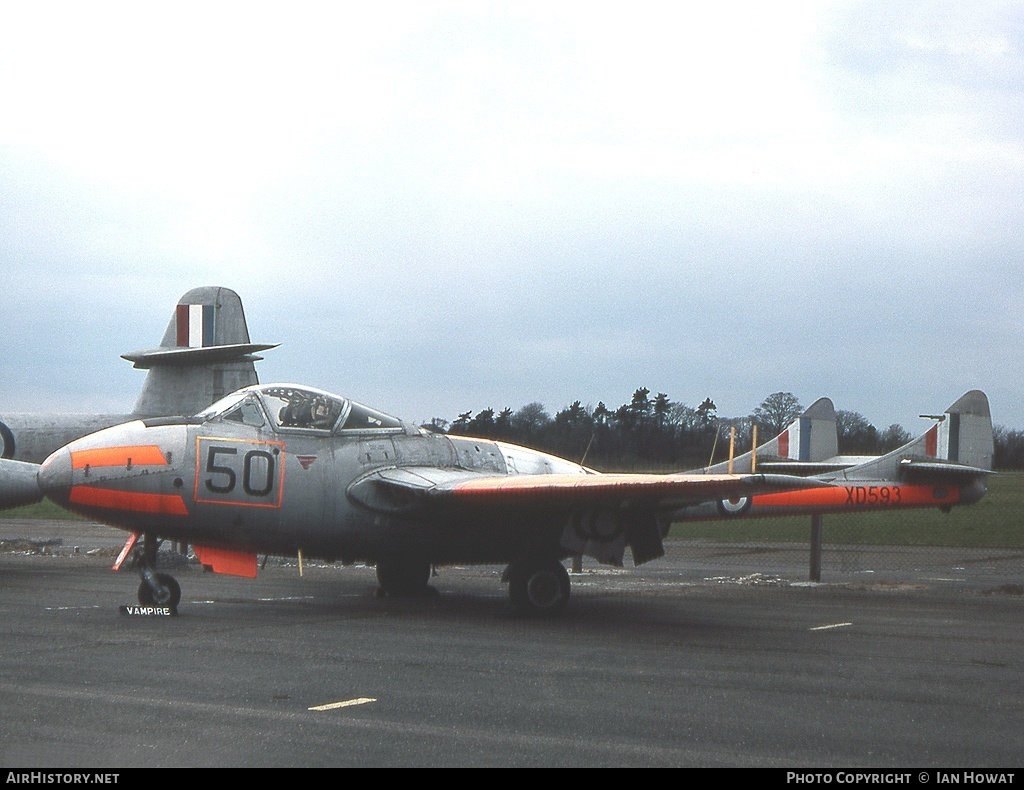 Aircraft Photo of XD593 | De Havilland D.H. 115 Vampire T11 | UK - Air Force | AirHistory.net #150737