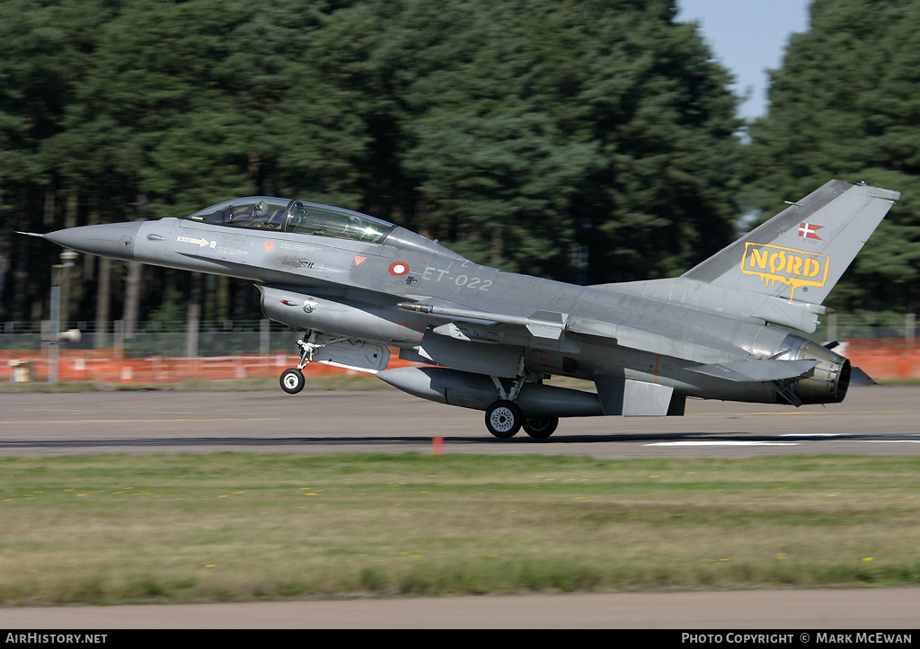 Aircraft Photo of ET-022 | General Dynamics F-16BM Fighting Falcon | Denmark - Air Force | AirHistory.net #152985