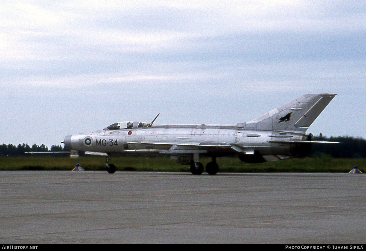 Aircraft Photo of MG-34 | Mikoyan-Gurevich MiG-21F-13 | Finland - Air Force | AirHistory.net #154694