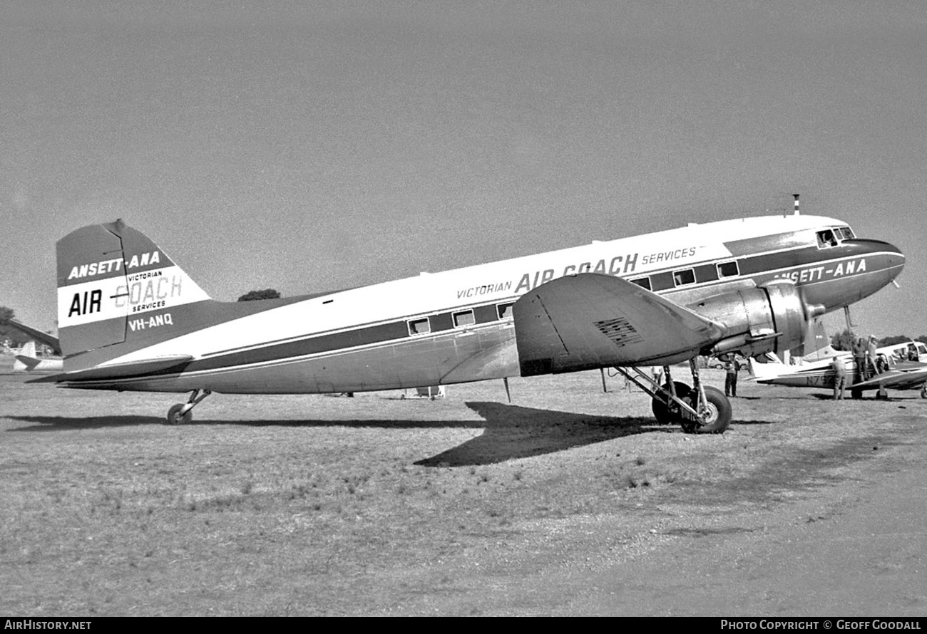 Aircraft Photo of VH-ANQ | Douglas DC-3-G202A | Ansett-ANA Victorian Air Coach Services | AirHistory.net #157028