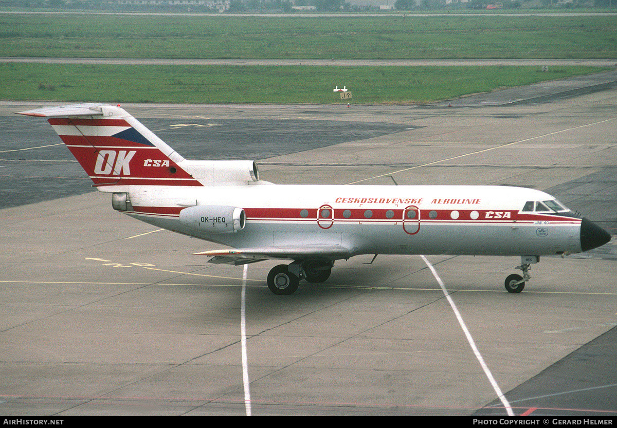 Aircraft Photo of OK-HEQ | Yakovlev Yak-40K | ČSA - Československé Aerolinie - Czechoslovak Airlines | AirHistory.net #157602