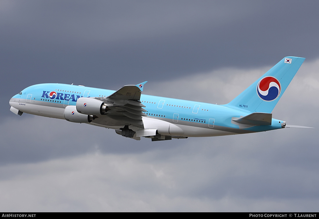 Aircraft Photo of HL7611 | Airbus A380-861 | Korean Air | AirHistory.net #157629