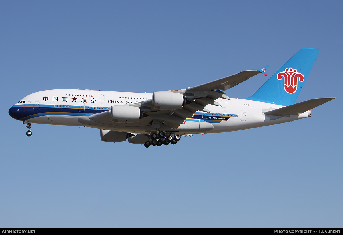 Aircraft Photo of B-6136 | Airbus A380-841 | China Southern Airlines | AirHistory.net #158880