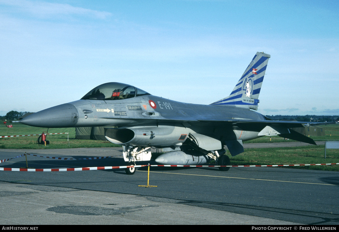 Aircraft Photo of E-191 | General Dynamics F-16A Fighting Falcon | Denmark - Air Force | AirHistory.net #161842