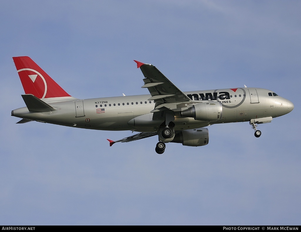 Aircraft Photo of N372NB | Airbus A319-114 | Northwest Airlines | AirHistory.net #163907