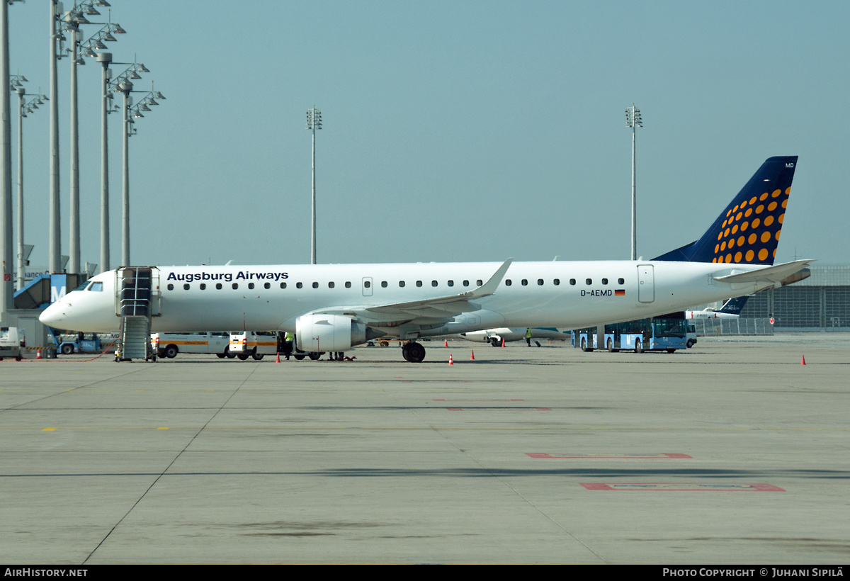 Aircraft Photo of D-AEMD | Embraer 195LR (ERJ-190-200LR) | Augsburg Airways | AirHistory.net #164372