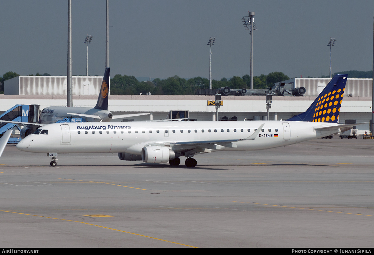 Aircraft Photo of D-AEMB | Embraer 195LR (ERJ-190-200LR) | Augsburg Airways | AirHistory.net #164386