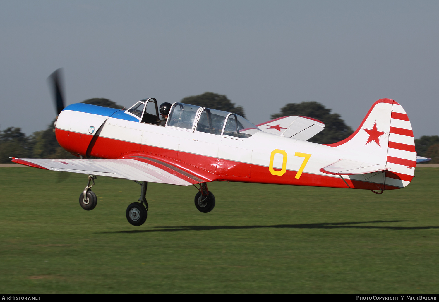 Aircraft Photo of G-BMJY / 07 yellow | Yakovlev Yak-18A | Soviet Union - Air Force | AirHistory.net #165220