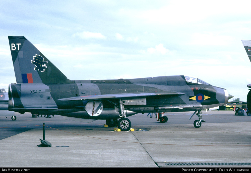 Aircraft Photo of XS417 | English Electric Lightning T5 | UK - Air Force | AirHistory.net #165326