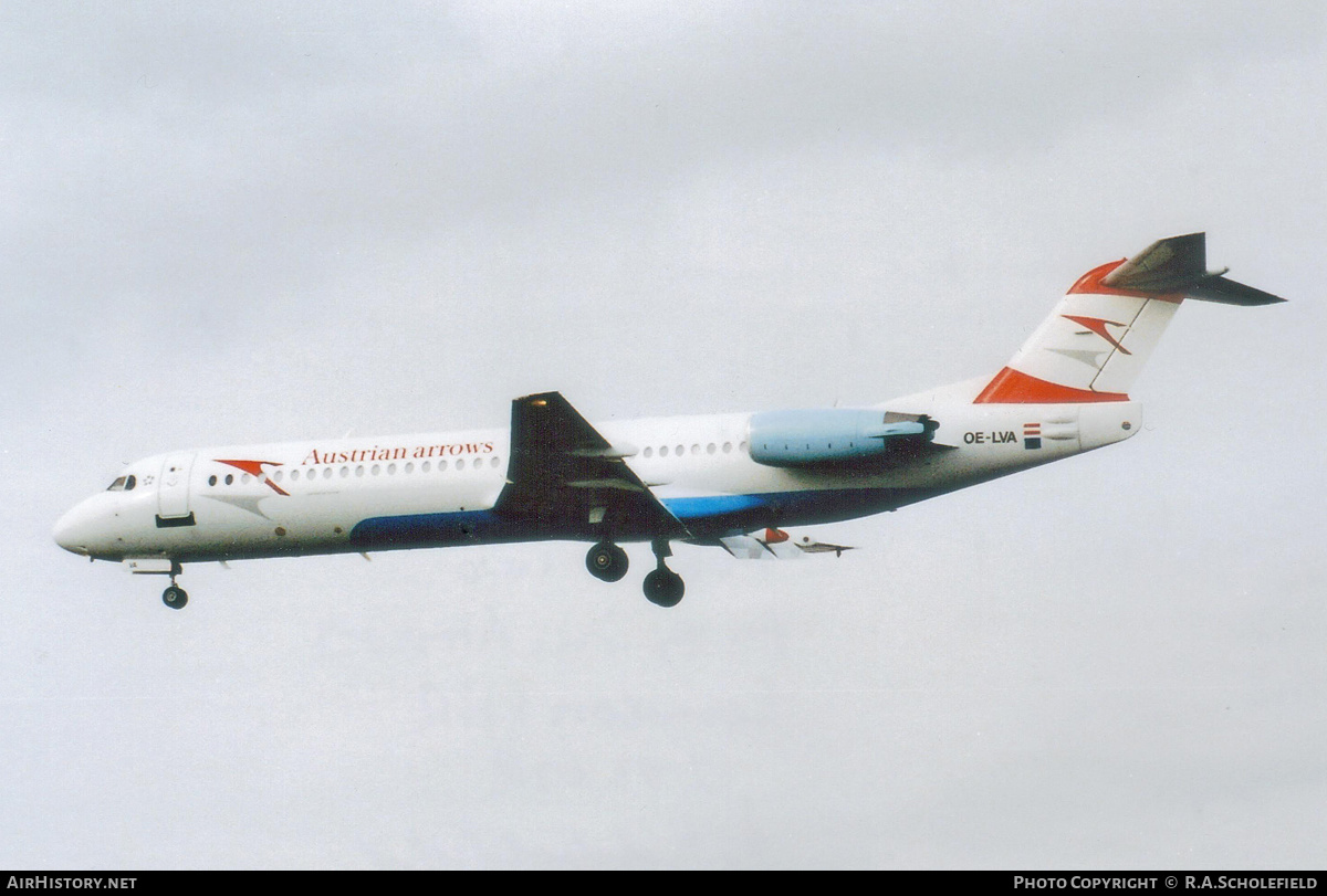 Aircraft Photo of OE-LVA | Fokker 100 (F28-0100) | Austrian Arrows | AirHistory.net #166109