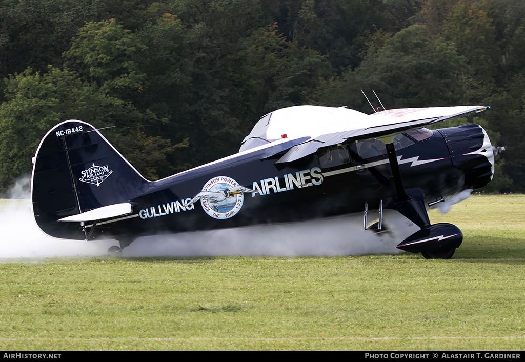 Aircraft Photo of N18442 / NC18442 | Stinson SR-9C Reliant | Gullwing Airlines | AirHistory.net #166540