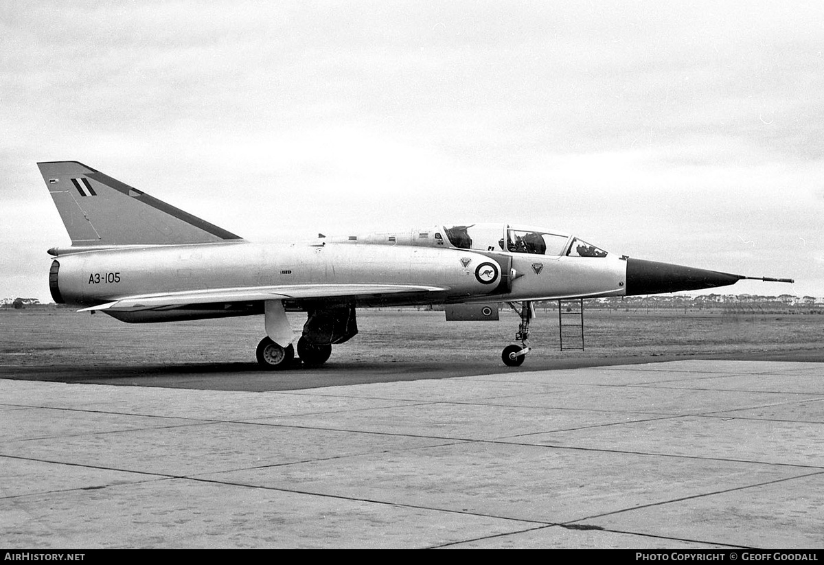 Aircraft Photo of A3-105 | Dassault Mirage IIID | Australia - Air Force | AirHistory.net #166548