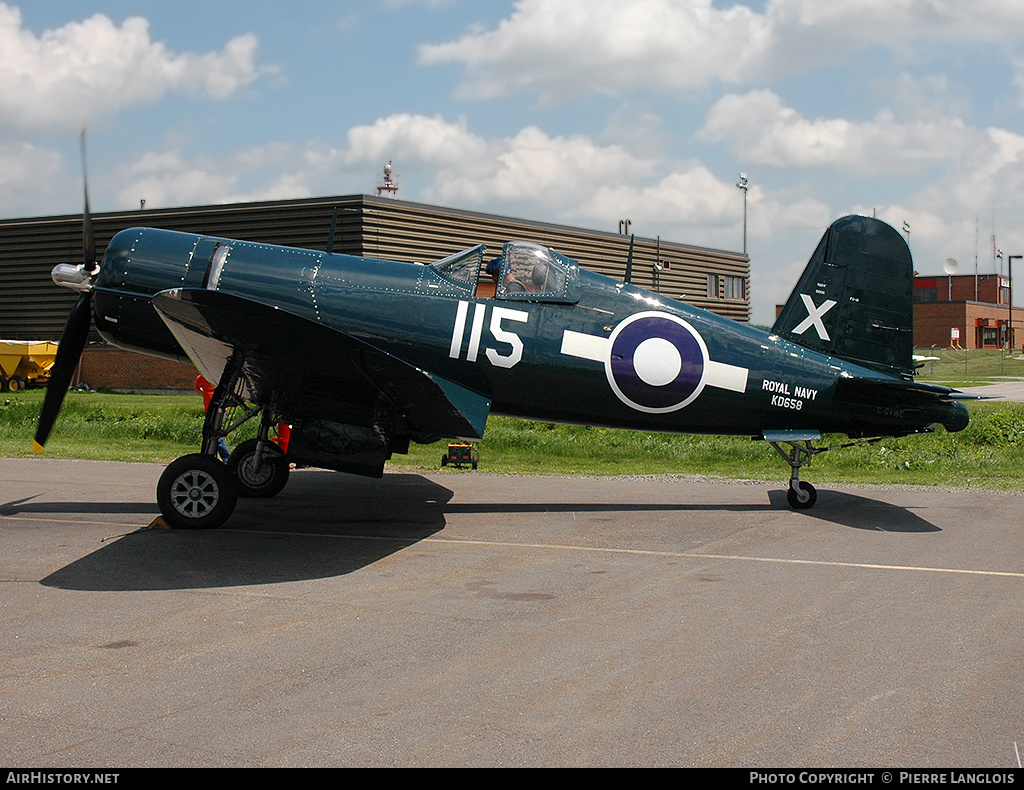 Aircraft Photo of C-GVWC / KD658 | Goodyear FG-1D Corsair | UK - Navy | AirHistory.net #167663
