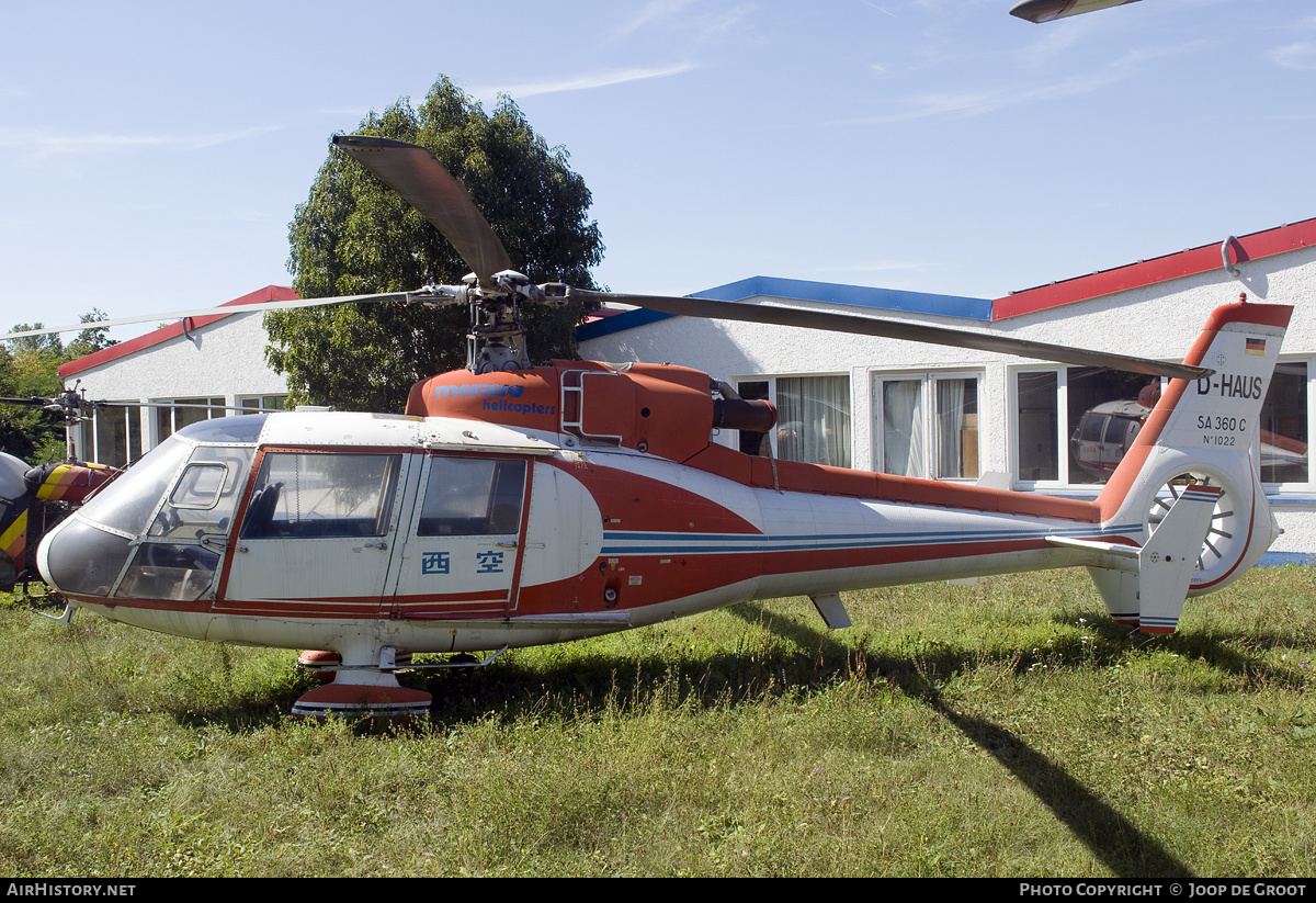 Aircraft Photo of D-HAUS | Aerospatiale SA-360C Dauphin | Meravo Helicopters | AirHistory.net #167988