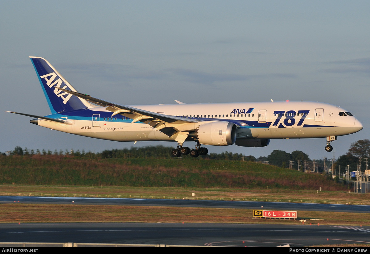 Aircraft Photo of JA815A | Boeing 787-8 Dreamliner | All Nippon Airways - ANA | AirHistory.net #169303