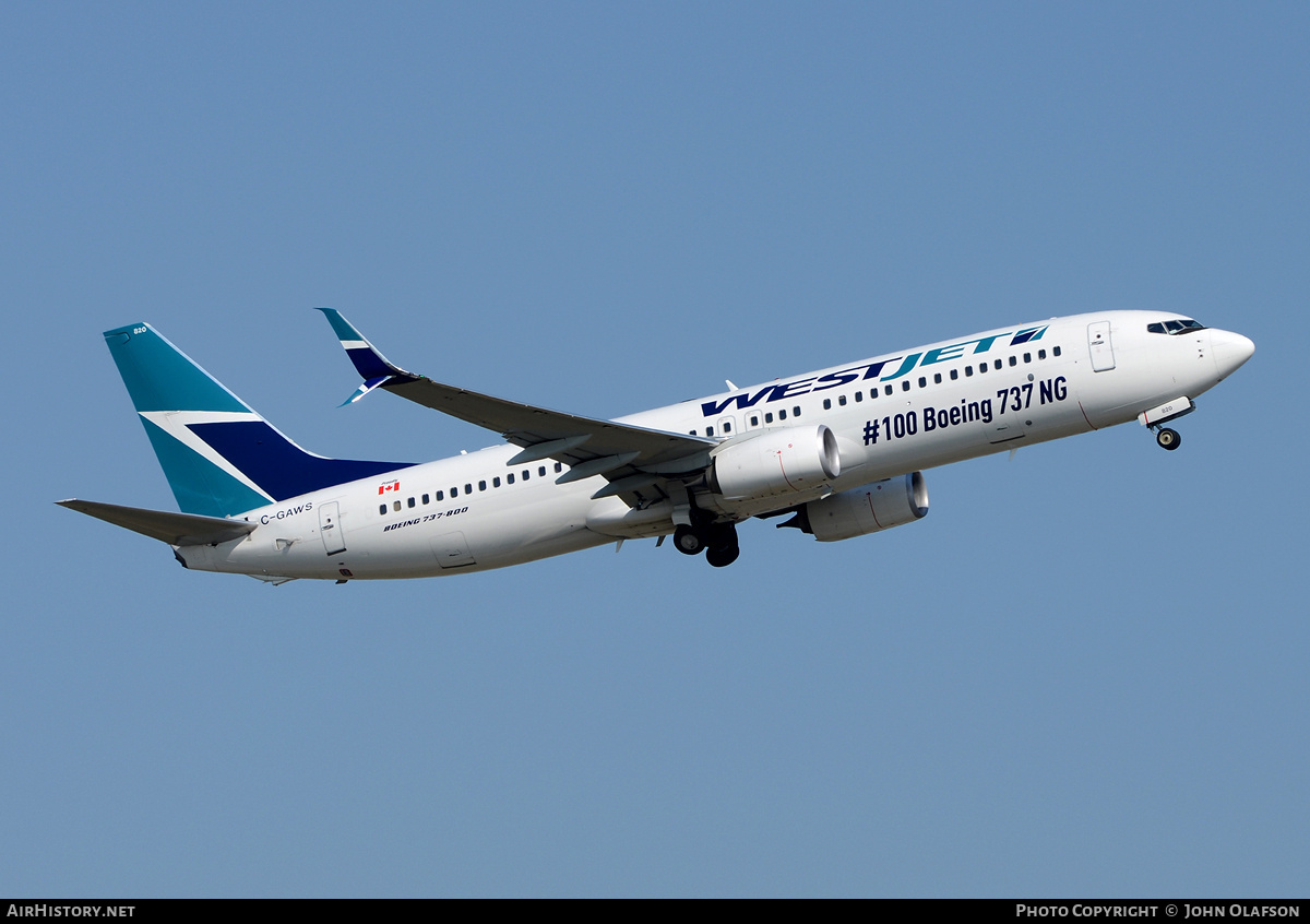 Aircraft Photo of C-GAWS | Boeing 737-8CT | WestJet | AirHistory.net #170305