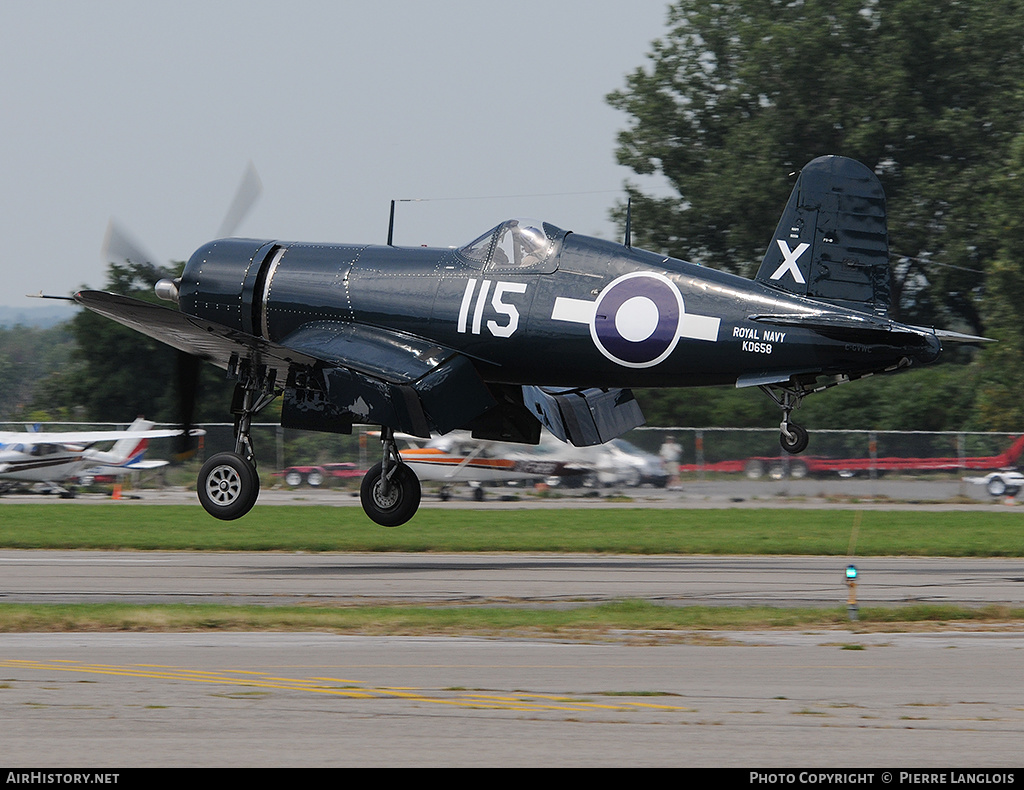 Aircraft Photo of C-GVWC / KD658 | Goodyear FG-1D Corsair | UK - Navy | AirHistory.net #170798
