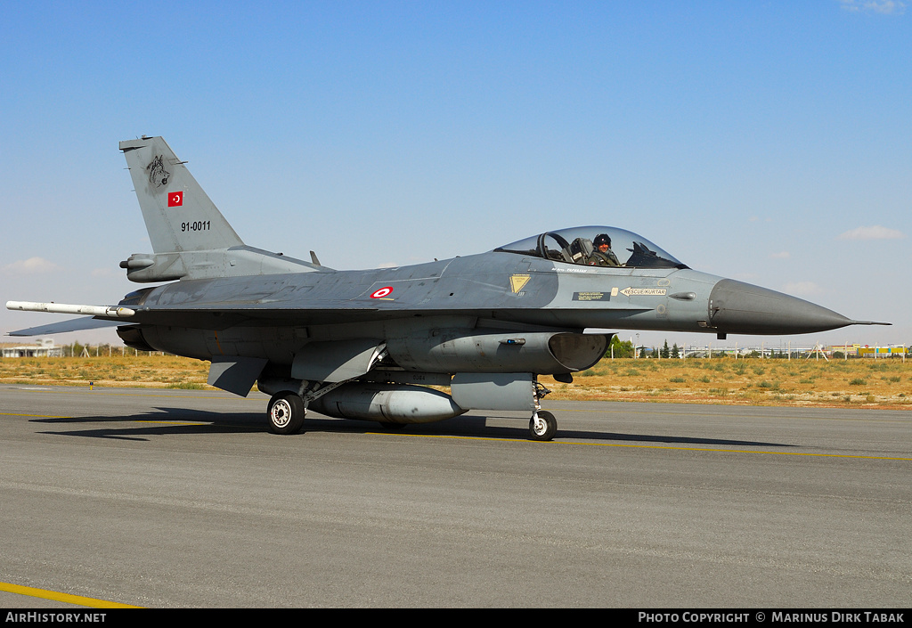 Aircraft Photo of 91-0011 | General Dynamics F-16CG Fighting Falcon | Turkey - Air Force | AirHistory.net #171700
