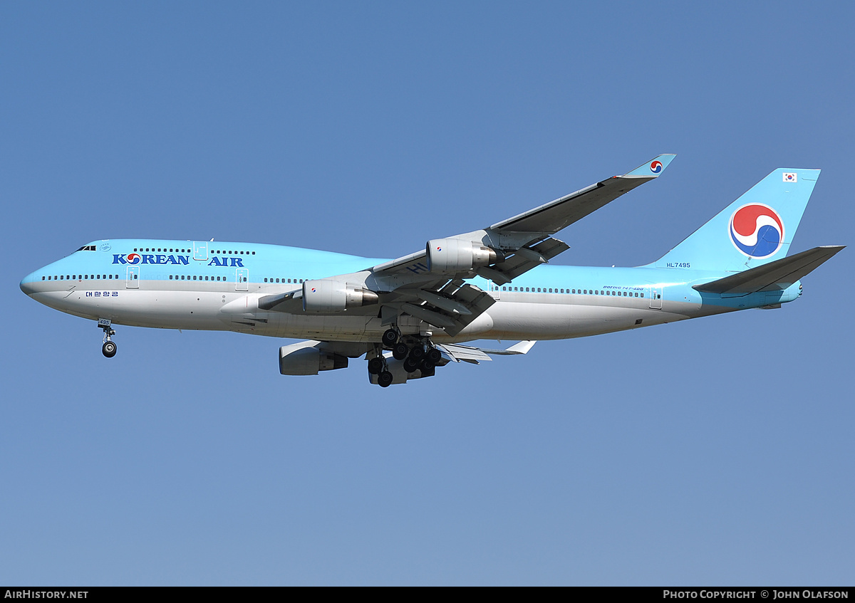 Aircraft Photo of HL7495 | Boeing 747-4B5 | Korean Air | AirHistory.net #172330