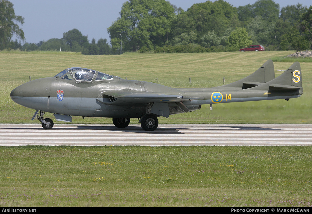 Aircraft Photo of SE-DXU | De Havilland D.H. 115 Vampire T11 | Sweden - Air Force | AirHistory.net #172975