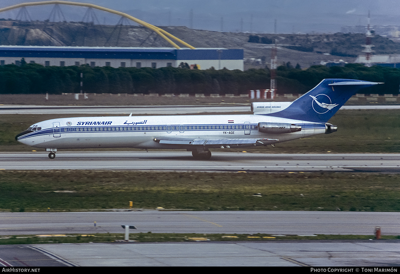 Aircraft Photo of YK-AGE | Boeing 727-269/Adv | Syrian Air - Syrian Arab Airlines | AirHistory.net #173609