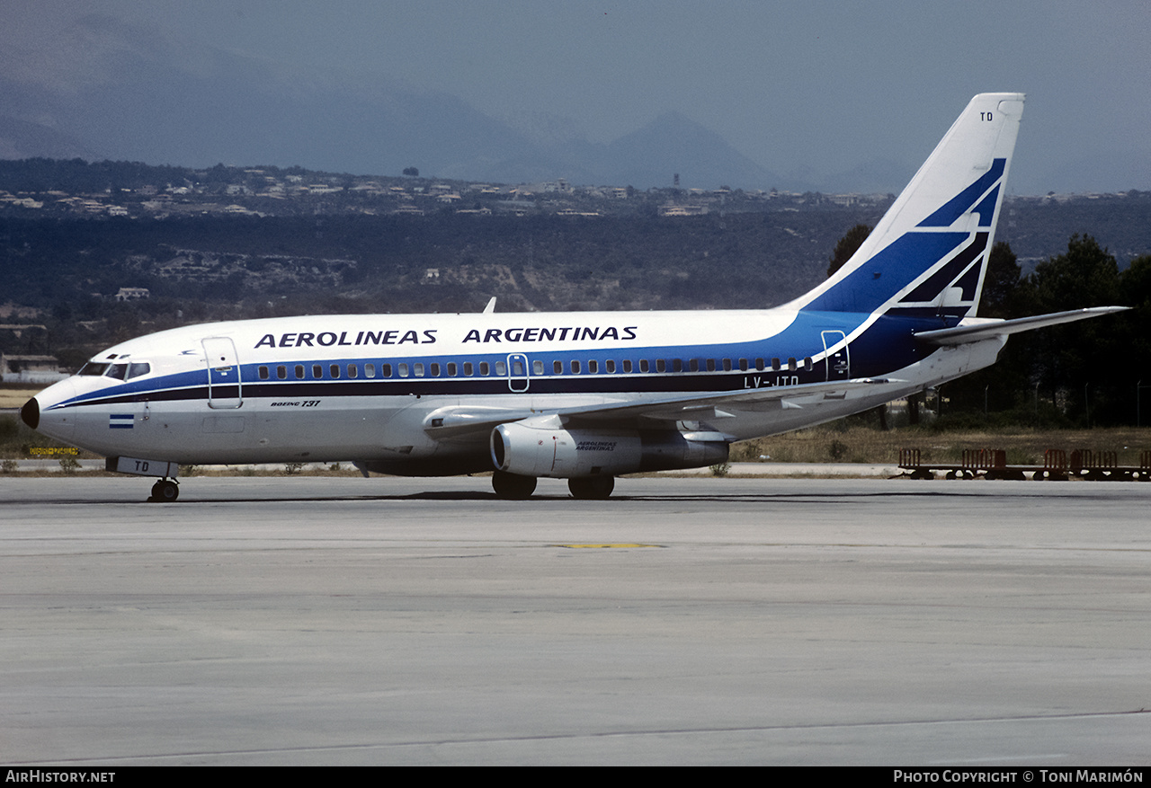 Aircraft Photo of LV-JTD | Boeing 737-287/Adv | Aerolíneas Argentinas | AirHistory.net #173626