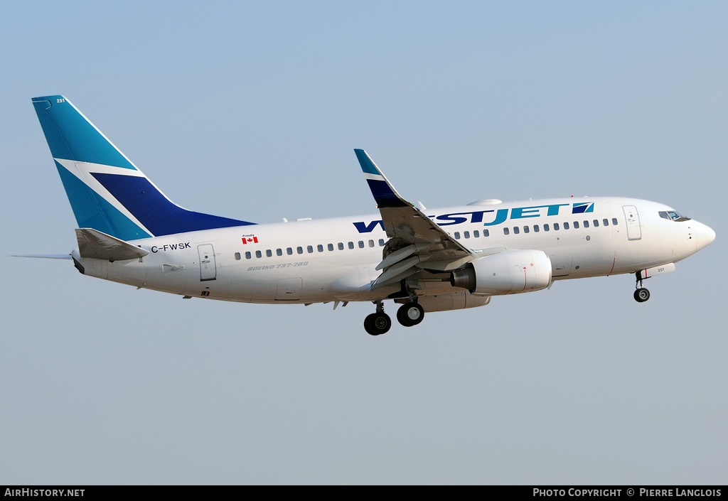 Aircraft Photo of C-FWSK | Boeing 737-7CT | WestJet | AirHistory.net #173863