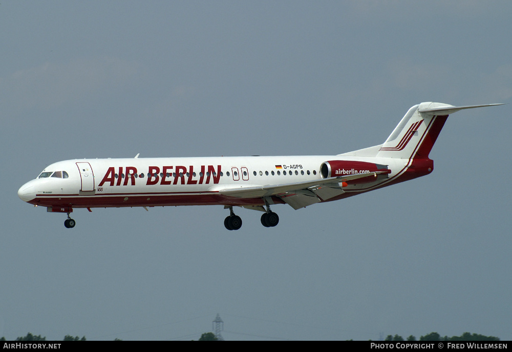 Aircraft Photo of D-AGPB | Fokker 100 (F28-0100) | Air Berlin | AirHistory.net #173928