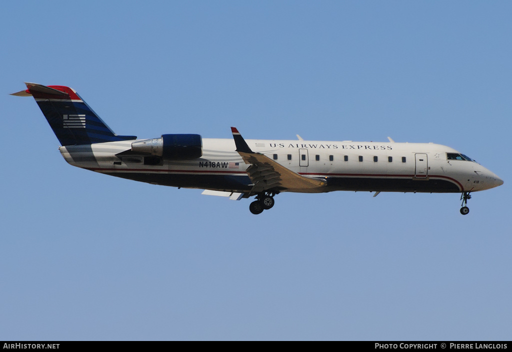 Aircraft Photo of N418AW | Bombardier CRJ-200LR (CL-600-2B19) | US Airways Express | AirHistory.net #174142