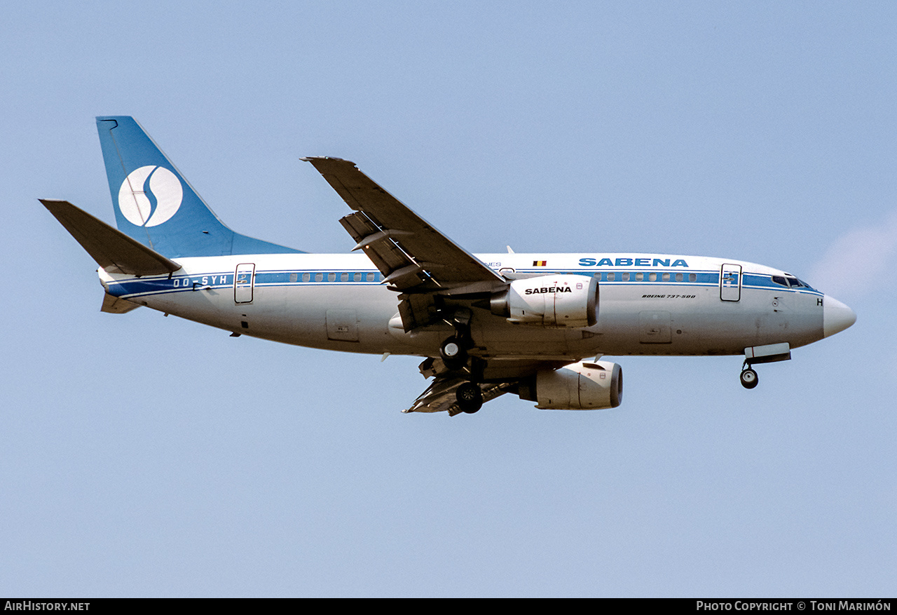 Aircraft Photo of OO-SYH | Boeing 737-529 | Sabena | AirHistory.net #174376