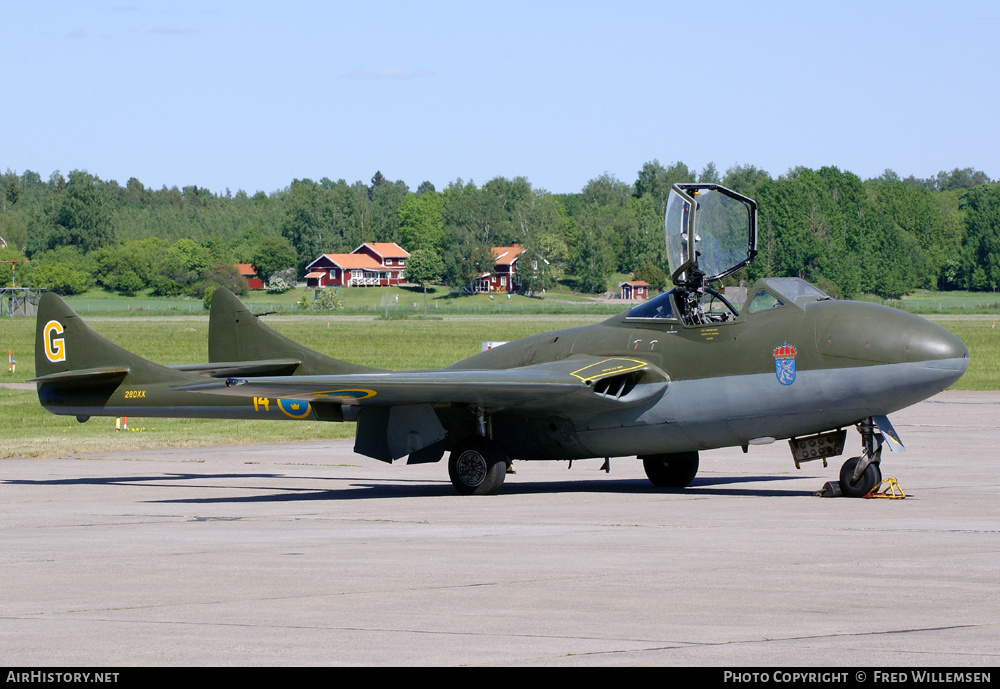 Aircraft Photo of SE-DXX / 28DXX | De Havilland D.H. 115 Vampire T55 | Sweden - Air Force | AirHistory.net #174627
