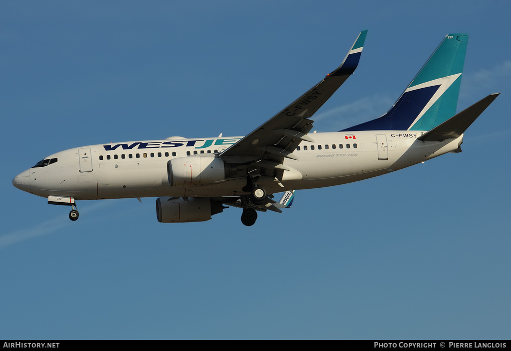 Aircraft Photo of C-FWSY | Boeing 737-7CT | WestJet | AirHistory.net #174787