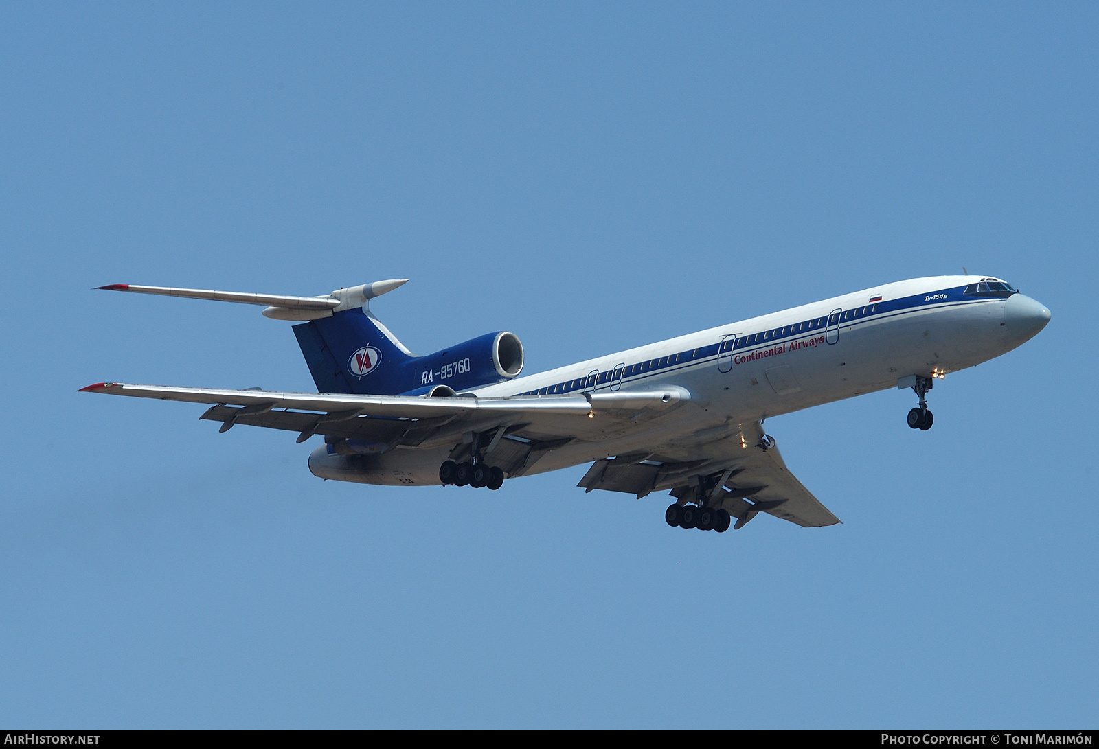 Aircraft Photo of RA-85760 | Tupolev Tu-154M | Continental Airways | AirHistory.net #175778